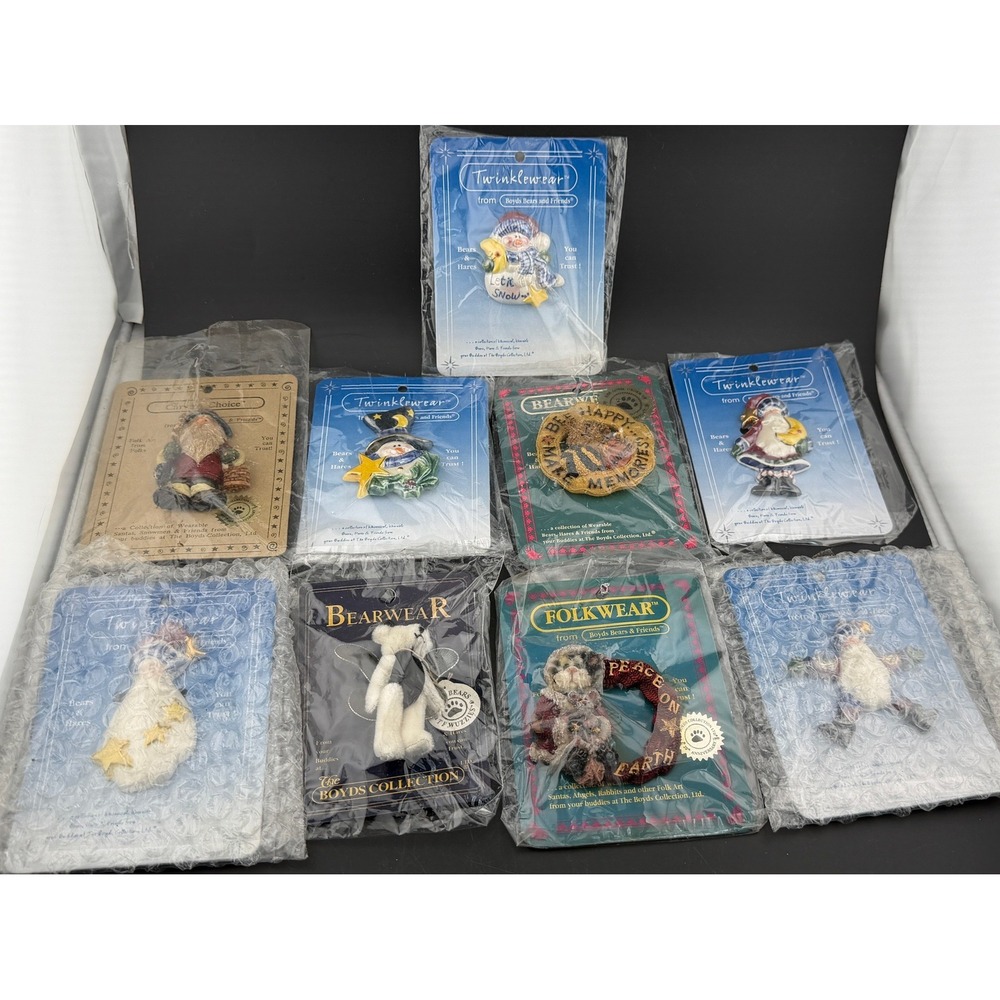 Boyds Bears & Friends Pin Lot-Twinklewear Bearwear Folkwear Holiday Snowman, 9pc